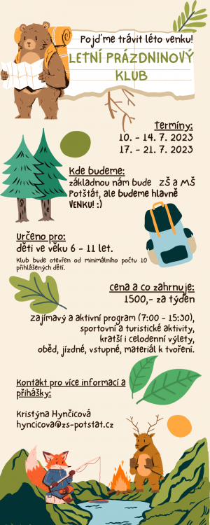 LETNÍ PRÁZDNINOVÝ KLUB - INFORMACE O PLATBĚ
