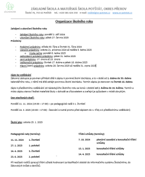 Organizace školního roku 